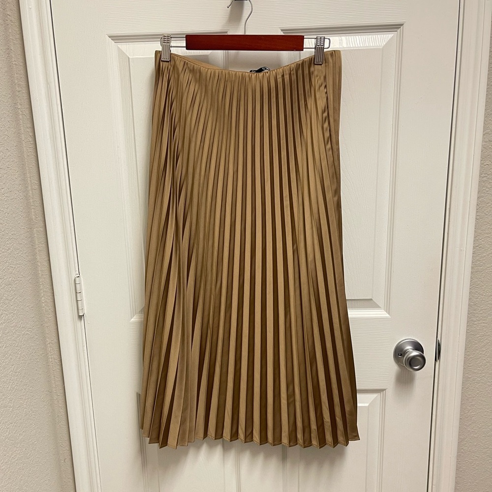 J. Crew Brown Accordion Midi Skirt